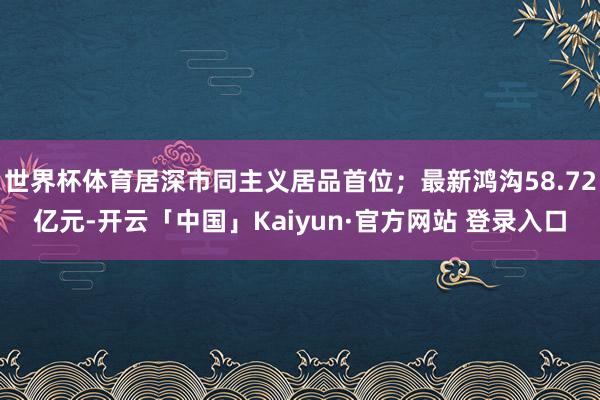 世界杯体育居深市同主义居品首位；最新鸿沟58.72亿元-开云「中国」Kaiyun·官方网站 登录入口